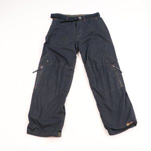 Vintage Lined Belted Zippered Pockets Pants Gray